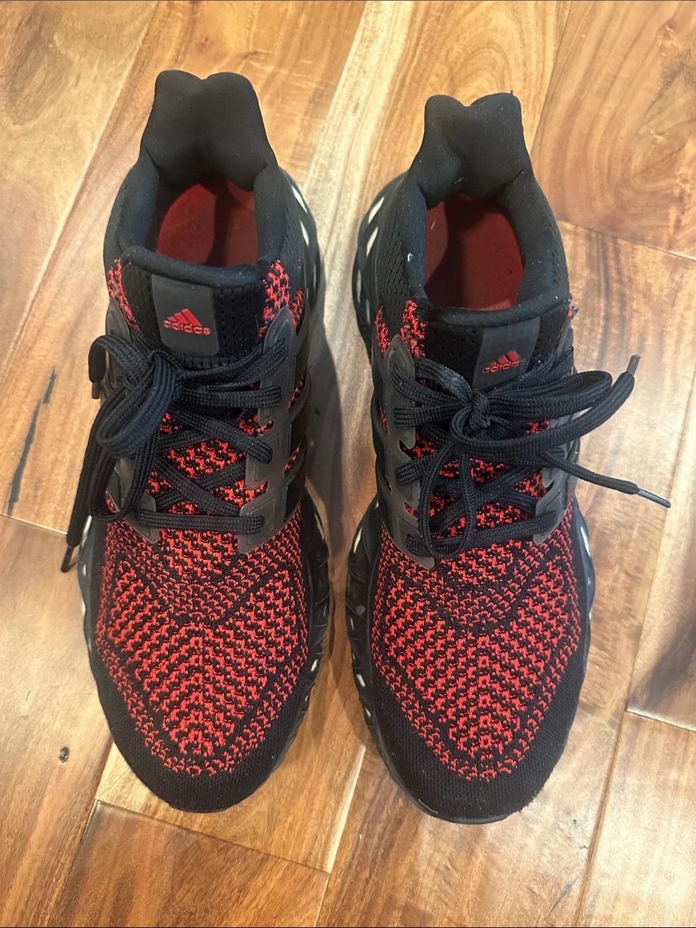 adidas Ultraboost Men's Black and Red Knit Running Shoes